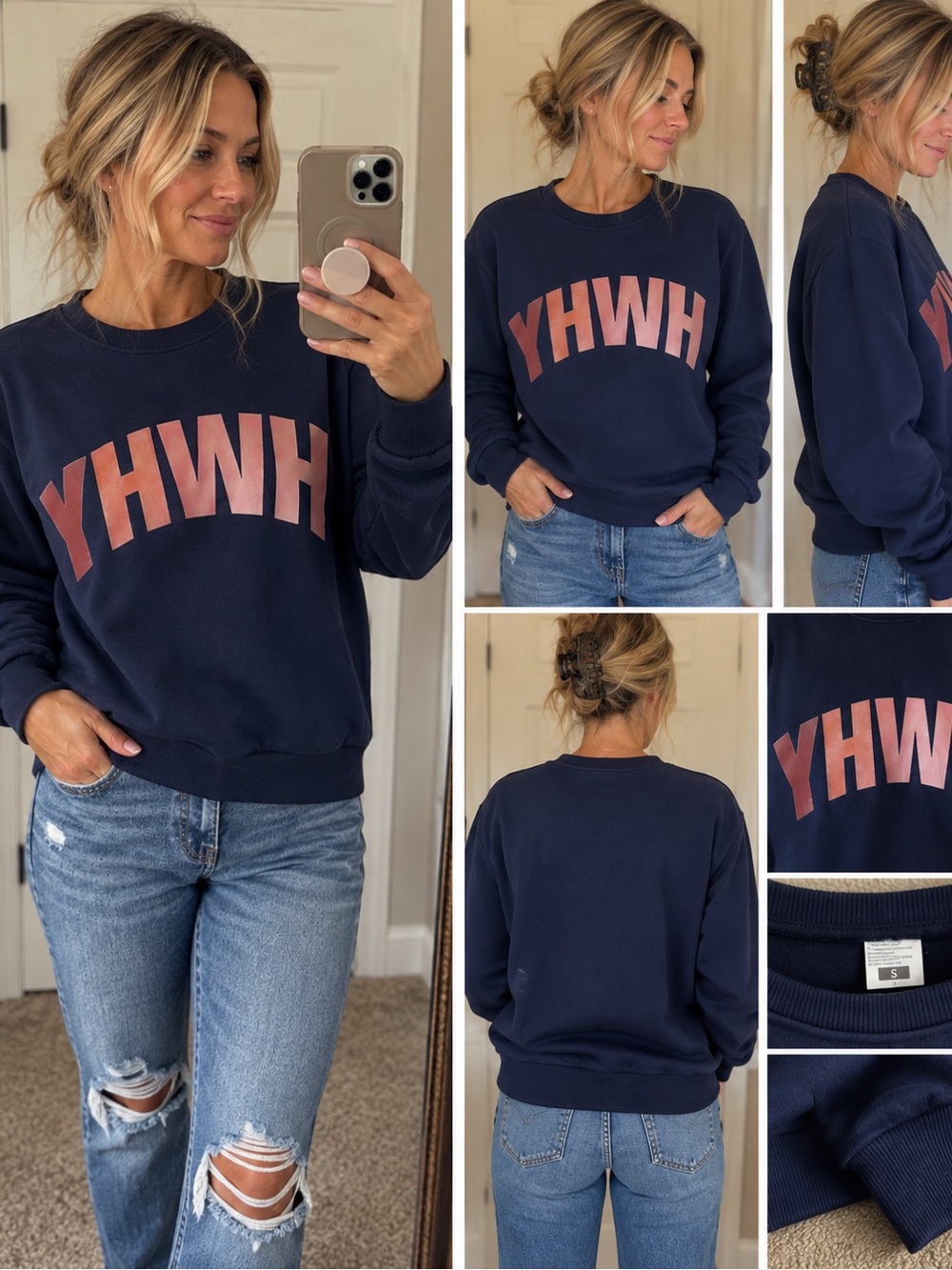 Navy 'YHWH' Graphic Sweatshirt - Women